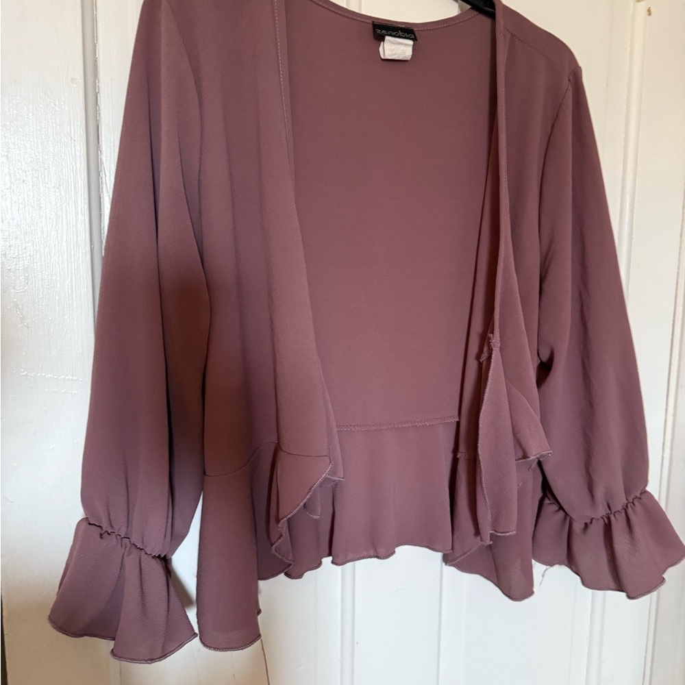 Women's Mauve Ruffle Sleeve
